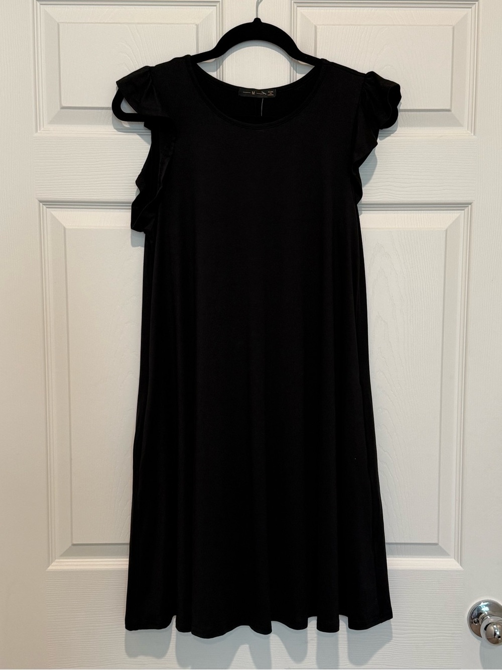 Black Flutter Sleeve Swing Dress